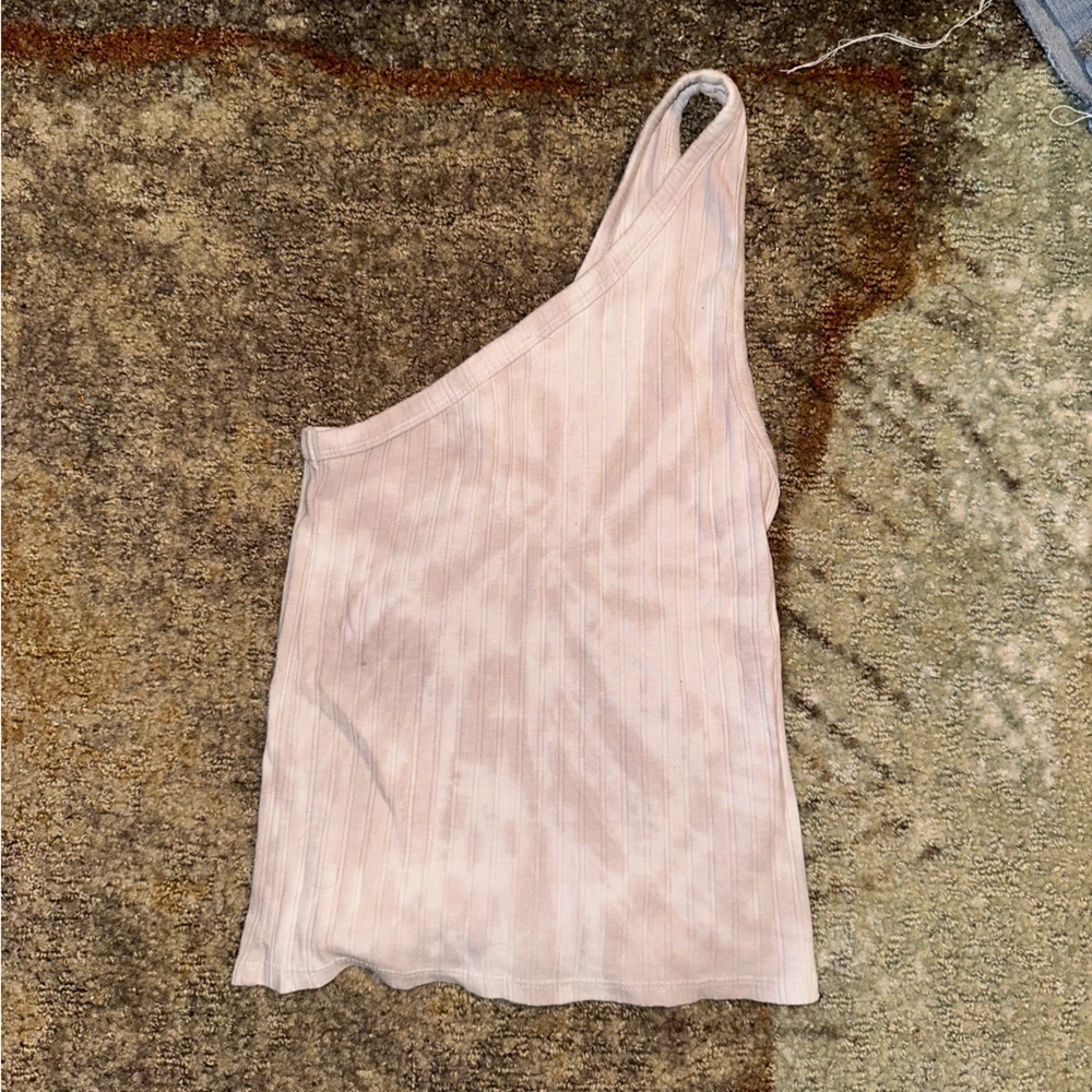 Beige One Shoulder Tie Die Tank Top American Eagle